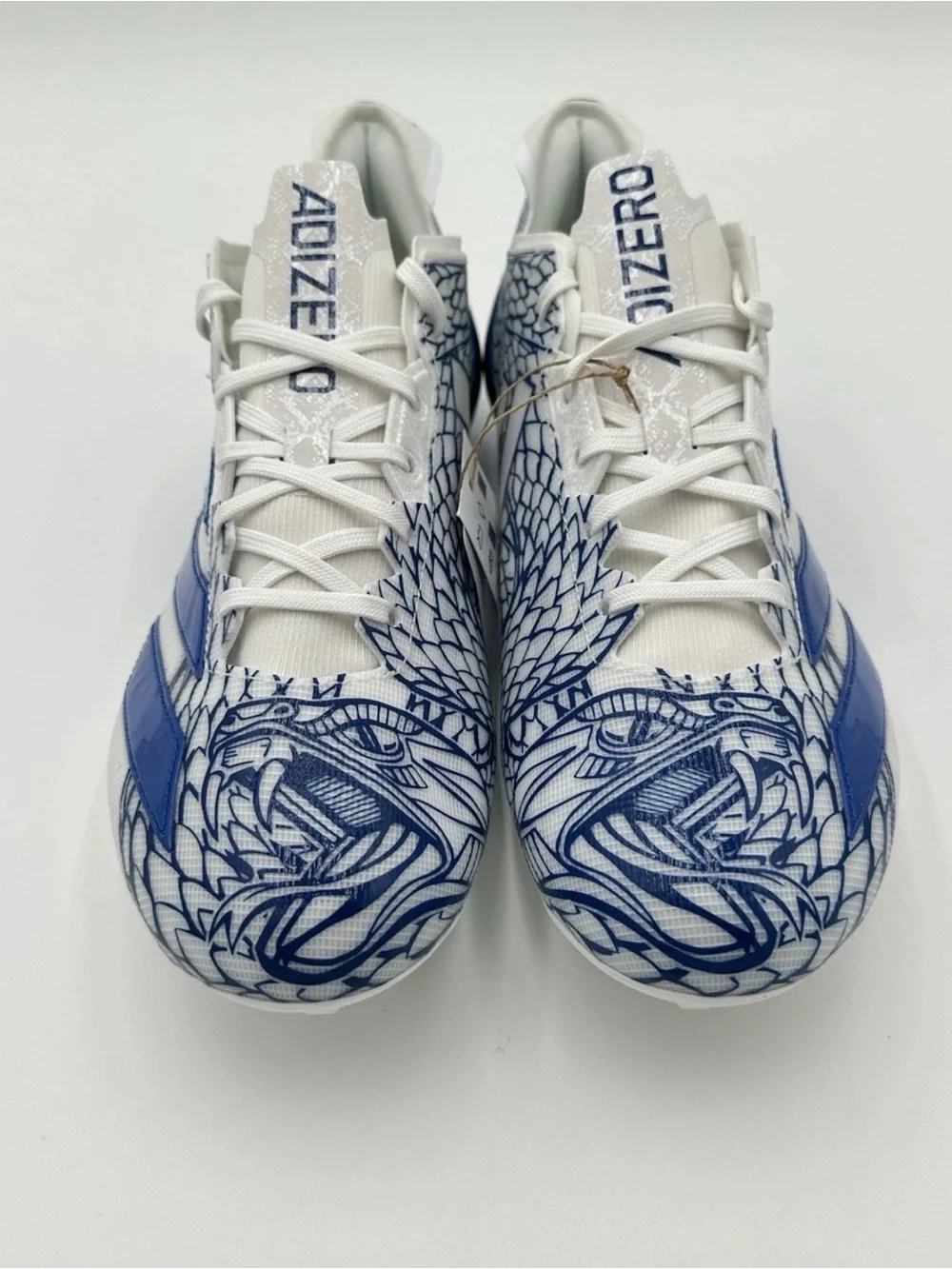 adidas White & Blue Men's Football Cleats with Graphic Upper